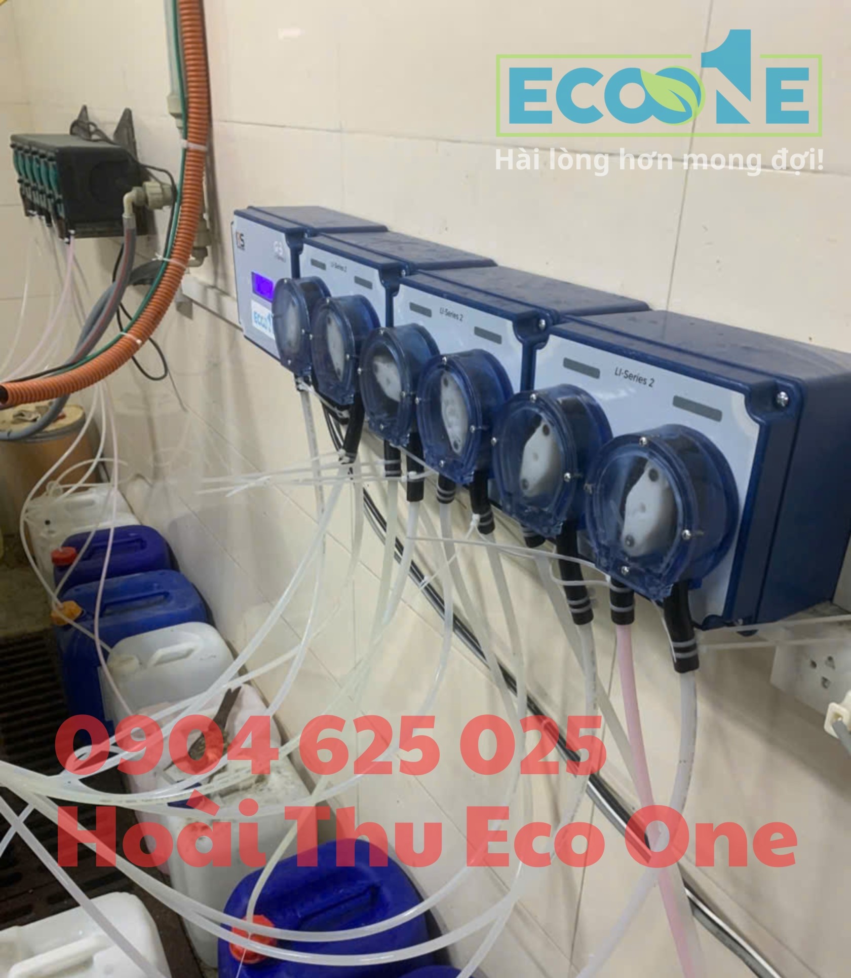 Hệ thống bơm định lượng 6 đầu và hóa chất giặt Eco One